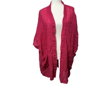 Flax 100% Linen Duster Kimono Open Cardigan Jacket Pink Size Medium oversize - Image 1 of 4