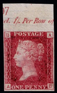 1864 1d Red SG 43 Imprimatur Plate 99 AB 4m Top Marginal Inscription Superb Mint - Picture 1 of 1