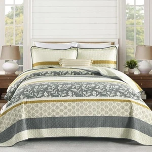 Quilt King Size - 100% Cotton Quilt Set with Matching Shams, Vintage Floral D... - Picture 1 of 7