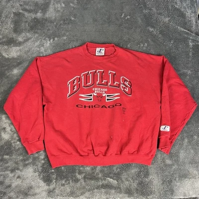 Chicago Bulls 复古 90 年代刺绣套衫圆领运动衫 XL 码 — 第 1/4 张图片