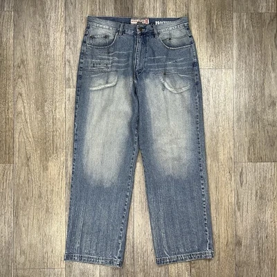 Y2K DTEK Jeans Mens 36x30.5 Faded Baggy Wide Leg Cyber Grunge Skater Hip Hop - Image 1 of 4