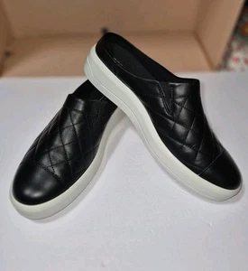 Ecco Damen weiche Pantolette Größe 9 gesteppt schwarz Leder Plateau Clog Schuh neu ohne Karton!! - Bild 1 von 6