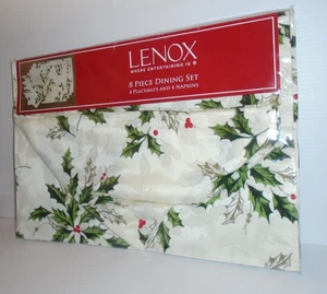 LENOX Holly Cloth 8-Piece Dining Set 4 Placemats & 4 Napkins - Picture 1 of 4