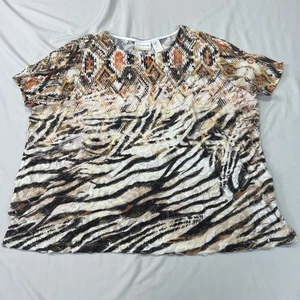 Camisa Blusa Mujer Alfred Dunner 2X Estampado Animal Texturizado Azteca Maya Geométrica - Imagen 1 de 16