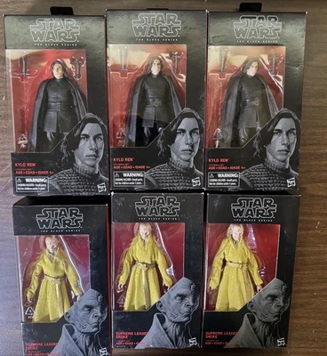 NIB Lot of 6 Star Wars 6" Action Figure Black Series  (3) Snoke, (3) Kylo - Image 1 of 2