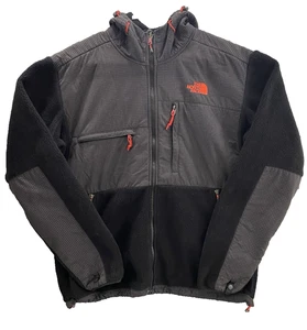 The North Face Hoodie Denali Jacket M Polartec Fleece Black Red Gray Mens - Picture 1 of 6