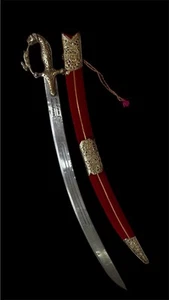 Shahi Talwar Indian Talwar Royal Wedding Spada Taglia Grande Velluto Rosso Sangue L-38" - Foto 1 di 12