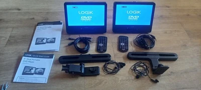 LOGIK 9" Dual Portable DVD Player. Use but excellent condition, all working.   - Image 1 of 4