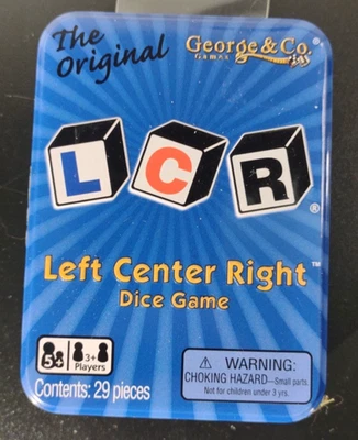 The Original LCR Left Center Right Dice Game Blue Tin George & Company - Image 1 of 2