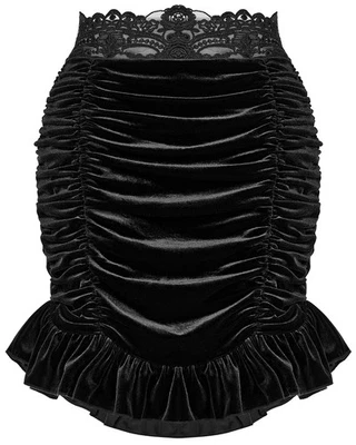 Punk Rave Daily Life Retrogothic Velvet Ruching Mini Skirt - Image 1 of 4