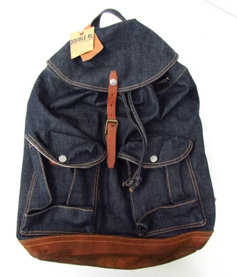 Mochila Ralph Lauren RRL True Indigo Denim Gamuza Cuero Con Etiquetas y Defecto Foto 1 de 4