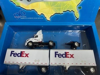 Fedex Volvo with Double Trailer 1/64 DG Productions  - Image 1 of 4