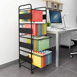 4 Tiers Metal Rolling File Carts with Wheels Hanging Files for Letter Size Movab - Picture 1 of 7