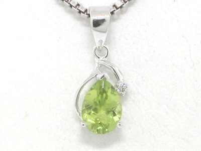 Peridot Anhänger 585 Weißgold 14Kt Gold natürlicher Peridot  1 Brillant - Bild 1 von 4