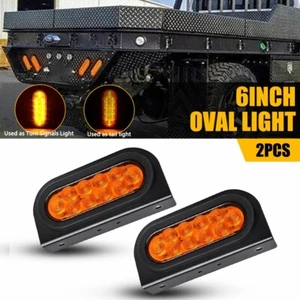 2X Amber Oval 6" LED Turn Signal Running Light Tail Light w/ Mounting Bracket - Picture 1 of 17