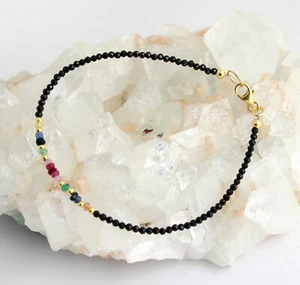 Schwarz Spinell mit Rubin Saphir Smragd Armband Edelstein  Bunt - farbe 19,5 cm - Bild 1 von 1