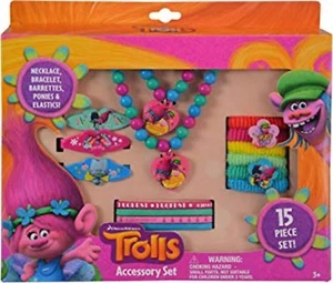 Dreamworks Trolls Accessory Set Necklace,Bracelet,Barrettes,Ponies,and Elastics - Picture 1 of 2