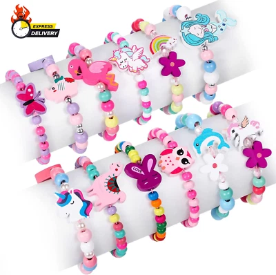 12 Piezas Niñas Pulseras Joyería para Niños Lindo Unicornio Sirena Animal Colgante Color Foto 1 de 4