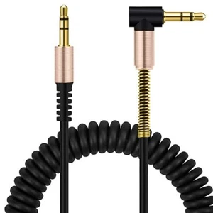 3.5mm Audio Aux Cable Coiled Male to Male Stereo Jack iPhone Car PC Headphone UK - Picture 1 of 7