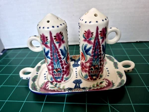 Anthropologie 3 Piece Salt and Pepper Shakers W/Tray - Picture 1 of 9