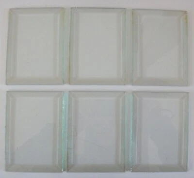 6 Pc 1930s Rectangle Beveled Glass Pieces Craftsman Mission Style Cabinet Door - Image 1 of 4