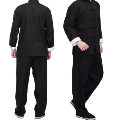 Traditional Chinese Tang Suit Jacket Pants Bruce Lee Kungfu Martial Arts Uniform - Image 1 of 4