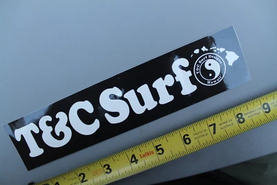 T&C Surf Surfboards Hawaii Islands Logo Black White V68C Vintage Surfing STICKER - Image 1 of 4