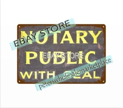 Early 1900s notary public with seal metal tin sign bedroom interior design - Photo 1/4