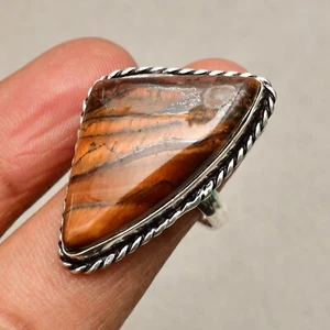 Tigerauge Edelstein 925 Sterling Silber Schmuck Ring Größe 6 - Bild 1 von 8