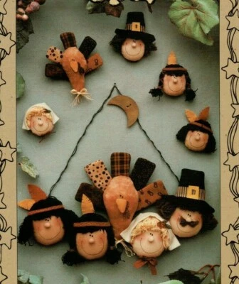 We Gather Together Thanksgiving Turkey Pilgrim Wall Hangin Figure Sewing Pattern - Image 1 of 2