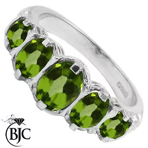 9ct Oro Blanco Victoriano / Gypsy Estilo Graduarse Peridoto 5 Piedra Anillo Ru - Imagen 1 de 5