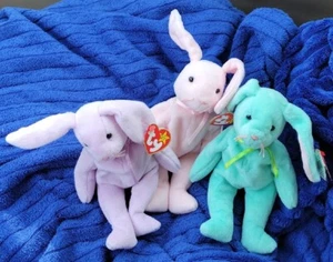 Ty Retired Beanie Babies Bunnies Hippity Hoppity Floppity  Lot Of 3 - Picture 1 of 18
