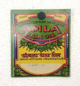 Colecciones de etiquetas de aceite capilar Amla medicado puro garantizado original vintage - Imagen 1 de 4