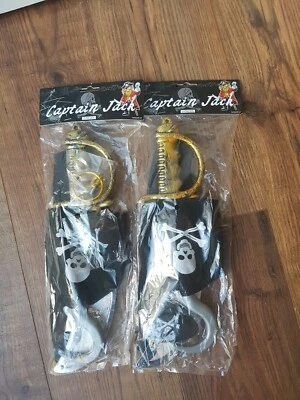 2 x Captain Jack Pirate Set 5 Piece Kids Fancy Dress Costume - Image 1 of 4