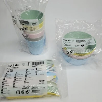 Ikea 30-piece KALAS Dinnerware Set Cups, Bowls, Flatware - Asst. Colors BPA Free - Image 1 of 4