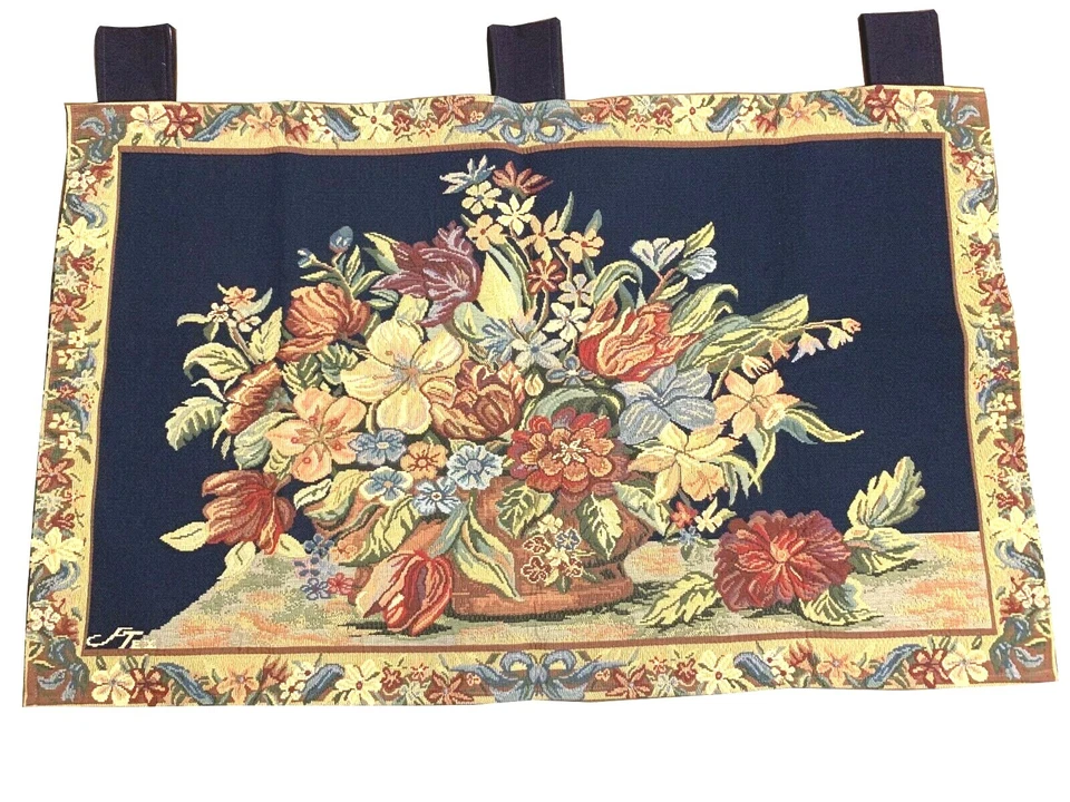 NEW Flower Arrangement In Vase Hanging Woven Tapestry Wall Art Decoration  - Image 1 of 1
