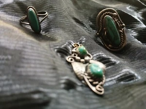 vintage native american silver turquoise jewelry - Picture 1 of 2