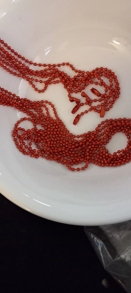 Corrente de contas de bola vermelha 10/24 polegadas com fecho - Imagem 1 de 1