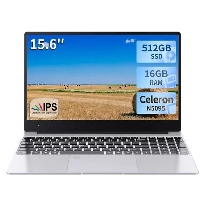 15.6" Ultra Slim Laptop 16GBRAM 512GB SSD Intel N5095 1900*1200 Office Notebook - Image 1 of 4