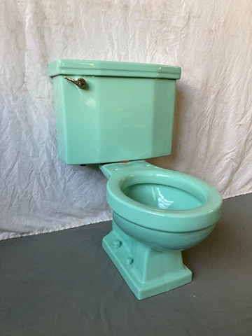 Vtg Deco Mid Century Jadeite Ming Green Porcelain Toilet Standard 466-23E Cover