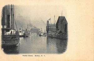 Postal de barcos escena del puerto de Buffalo NY - Imagen 1 de 2