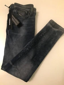 Diesel Kid Jeans Sz 8 Unisex Distressed Super Slim Skinny Stretch Blue Denim NWT - Picture 1 of 14