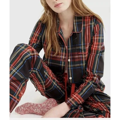 Juego de pijama vintage J.Crew Stewart tartán talla mediana rojo verde Foto 1 de 4