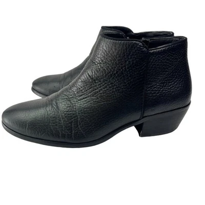Botines Sam Edelman para mujer talla 7 M pequeño tobillo cuero negro tacón apilado Foto 1 de 4
