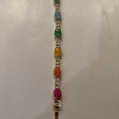 Pulsera chapada en oro amarillo de 18 K con piedras preciosas Foto 1 de 3