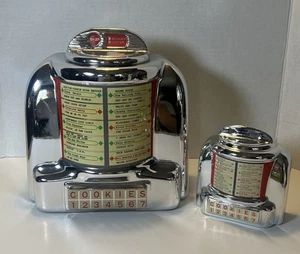Vintage 1985 Vandor Keramik Chrom wie Keksdose mit Deckel & passender Münzbank - Bild 1 von 16