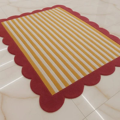 New Hand-Tufted Wool Rug: Geometric Wool Rug  Carpets Rug  Living Room Bed room– - Image 1 of 4