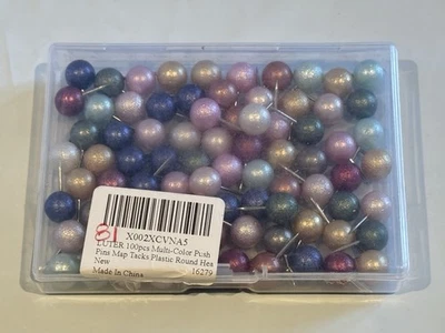 PEARL Round-Head DECORATIVE Push Pins/Map Pins 81 Pcs in 7 Colors - Image 1 of 3