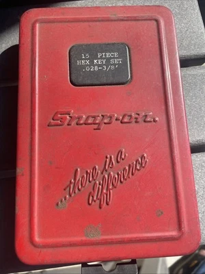 Snap On 15 Piece Hex Key Set .028-3/8" Red Metal Case 13 - Image 1 of 3