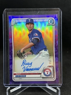 2020 Bowman Chrome Prospect Auto Purple Refractors Ricky Vanasco /250 RC #X9539 - Image 1 of 2